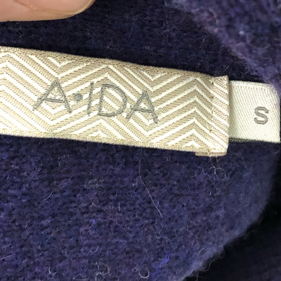 A IDA Grey & Purple One Button Cardigan Sweater Wool Blend - Picture 6 of 9